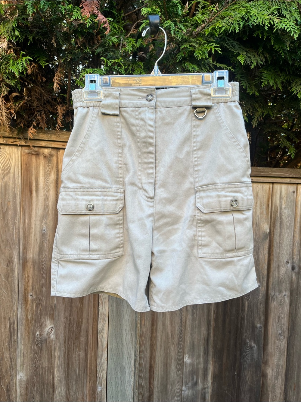 High-Waist Utility Shorts in Beige